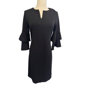 J.McLaughlin XS Black Bell Tiered Sleeve Dress Rayon Blend Womens Elegant Style